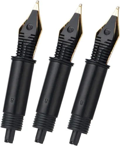 Vista 3 de Pluma estilográfica Jinhao de 3 piezas, punta extrafina #5, tamaño para Jinhao 82, 88, 95, 100 Mini Series, color dorado 3PCS EF Nib- Dorado
