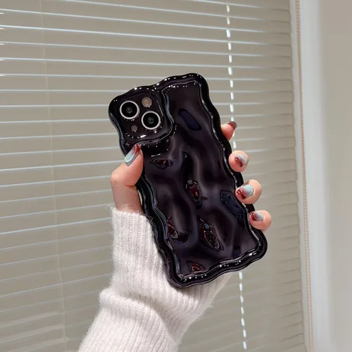 Vista 2 de FABSPARK Funda para iPhone 11, Patrón de Burbujas de Meteorito 3D Electrochapado Galvanizado con Brillos Marco Ondulado Rizado Funda Brillante, TPU