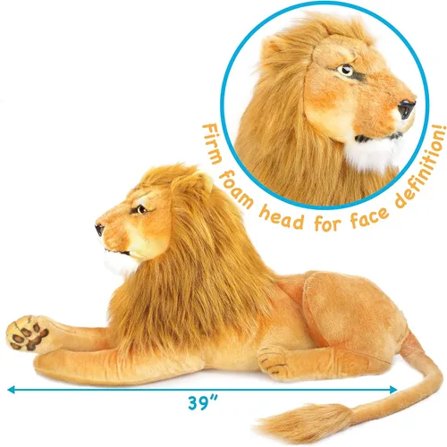 Vista 2 de TigerHart Lasodo The Lion - 39 pulgadas (medida de cola no incluida) Gato de peluche grande