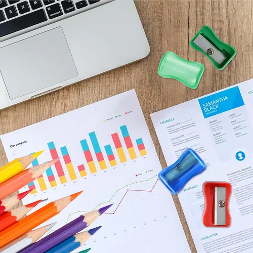 Vista 6 de Sacapuntas de plástico de colores – 96 piezas de sacapuntas manual para niños con tapa – Mini mano con tapa