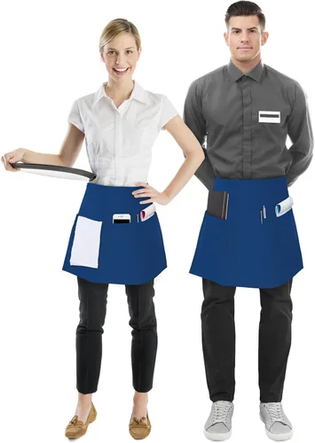 Vista 3 de Utopia Wear 12 Pack Server Aprons with 3 Pockets, Waiter and Waitress Waist Aprons for Women with Pockets, Men Short Aprons