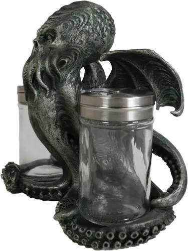 Vista 3 de Ebros Gift Cthulhu con alas legendarias Cthulhu The Wise One Octopus Kraken Ocean Monster Salt and Pepper Shakers Holder Figurine Kitchen Dining