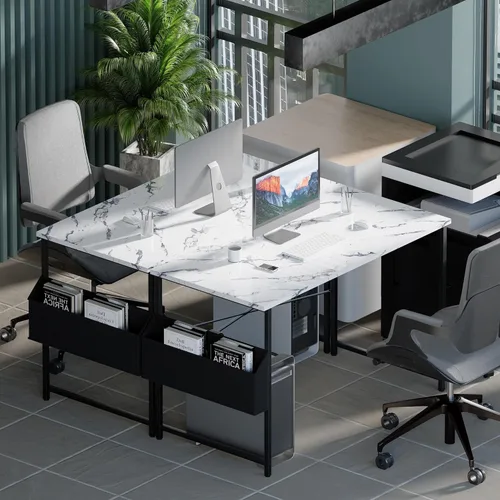 Vista 60 de Pamray - Escritorio de computadora de 32 pulgadas para espacios pequeños con bolsa de almacenamiento, escritorio de trabajo de oficina en casa