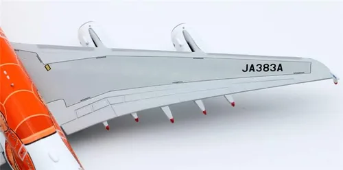 Vista 9 de JC Wings ANA Kala Airbus A380 JA383A Tortuga Naranja 1:500 DIECAST modelo de avión preconstruido