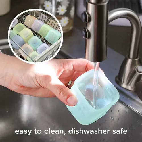 Vista 6 de Olababy Clear Sense - Contenedores de almacenamiento de silicona para alimentos para bebés, aperitivos, fórmula, puré, salsa y más, microplástico