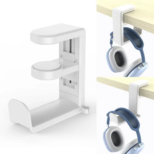 EURPMASK - Soporte de gancho para auriculares para juegos de PC, soporte para auriculares con abrazadera de brazo ajustable y giratoria, diseño