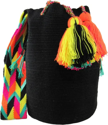 Vista 2 de Wayuu bag large plain unicolor mochila wayuu handmade bolso wayuu taschen sac shoulder crossbody bag colombian gifts colorful strap tote bag bucket