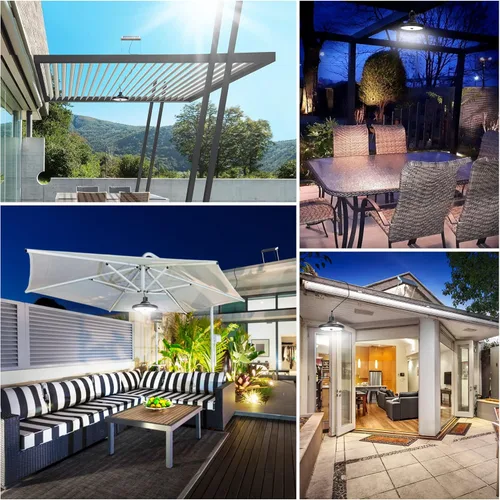 Vista 8 de JACKYLED Paquete de luz solar de doble cabezal y luz colgante solar de una sola cabeza