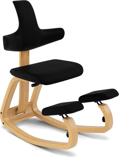 Vista 10 de Varier Thatsit - Silla ergonómica para arrodillarse, altura ajustable, con respaldo y marco de madera de haya para sentarse activamente, 10 años