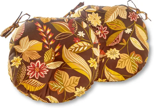 Vista 11 de Greendale Home Fashions Cojín redondo para asiento bistro de 15 pulgadas, 2 unidades (paquete de 1), Adobe Stripe