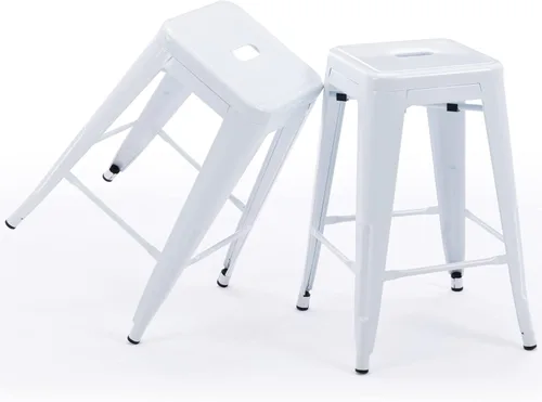 Vista 107 de Taburete Vogue Furniture Direct de 24 pulgadas, taburete de metal sin respaldo, taburete alto para encimera de interior o exterior con asiento