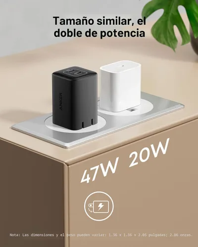 Vista 6 de Anker Nano Cargador USB C de 47W, Cargador GaN Compacto Plegable de 2 Puertos para iPhone 17/16, Galaxy, Pixel, Compatible con MagSafe (Negro)
