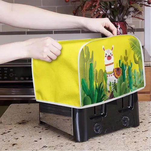 Xoenoiee Cubierta para tostadora con patrón de cactus de alpaca, cubierta contra el polvo para tostadora de pan y tostadora, protector de utensilios