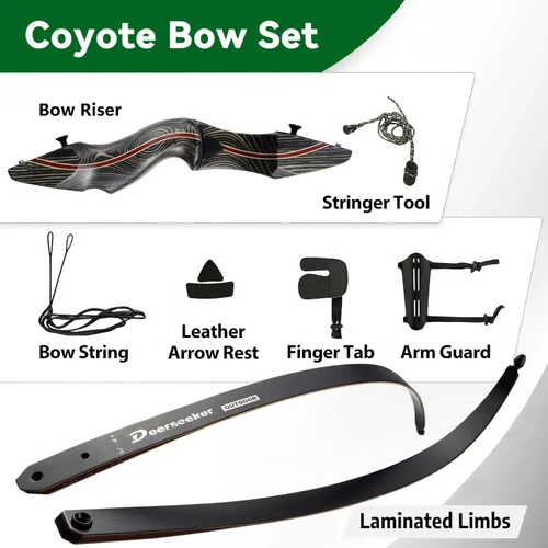 Vista 3 de Deerseeker Outdoor 60" Takedown Recurve Bow Set Traditional Wooden Bow with Laminated Limbs Right & Left Hand for Adults & Youth Archery Hunting