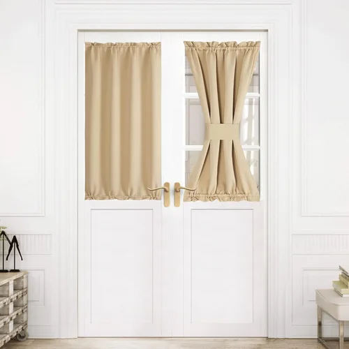 Vista 177 de NICETOWN Cortinas 100% opacas para puerta francesa, cortinas de privacidad para ventana, persianas de oscurecimiento de habitación de 25 x 64