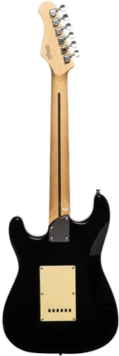 Vista 3 de Stagg Guitarra eléctrica de cuerpo sólido de 6 cuerdas, derecha, negra, 34