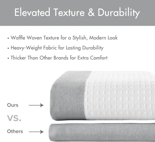 Vista 5 de Cortina Madison Park Spa Waffle de ducha con tela combinada y tratamiento 3M Scotchgard para control de humedad, decoración moderna para el baño