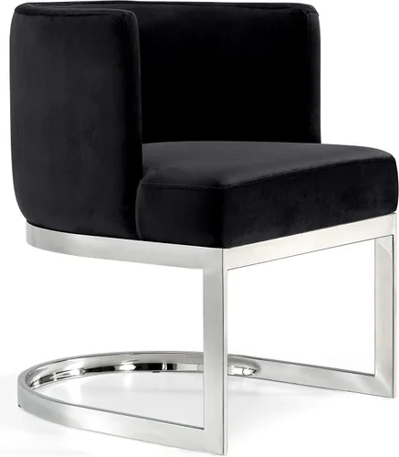 Meridian Furniture Gianna Collection Modern | Silla de comedor tapizada de terciopelo contemporáneo con marco de metal cromado pulido, 24 pulgadas