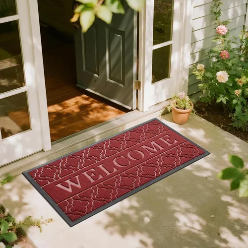 Vista 22 de Yimobra - Tapete de bienvenida impermeable y antideslizante para interiores y exteriores, resistente, para todo tipo de clima, bajo perfil