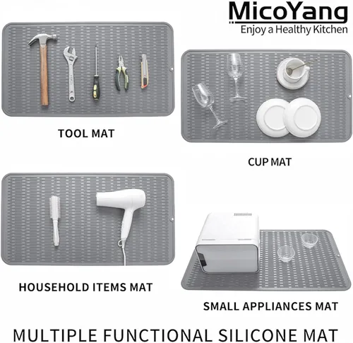 Vista 448 de MicoYang Alfombrilla de Silicona para Secar Platos de Múltiples Usos, Fácil de Limpiar, Ecológica, Alfombrilla de Silicona Resistente al Calor