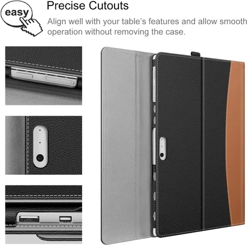 Vista 5 de Funda Fintie para Microsoft Surface Pro 7 Plus, Surface Pro 7/6/5/4/3 de 12,3 pulgadas - Cubierta de negocios tipo portafolio con bolsillo, Negro