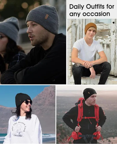 Vista 5 de FURTALK Gorro para hombre y mujer, con puños, grueso, unisex, gorro de invierno