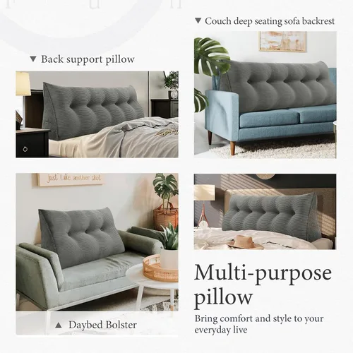 Vista 6 de Almohada de lectura triangular XXL con cabecera de cuña, extra grande, almohada de apoyo de espalda para sentarse en la cama, sofá cama, cojín