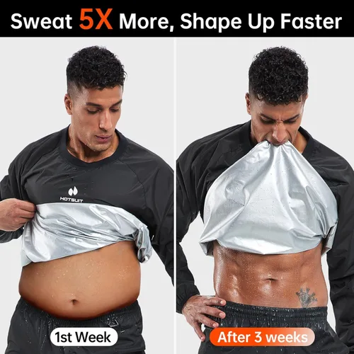 Vista 21 de HOTSUIT Traje de sauna para hombre, traje de sudor, chaqueta de entrenamiento duradera para gimnasio
