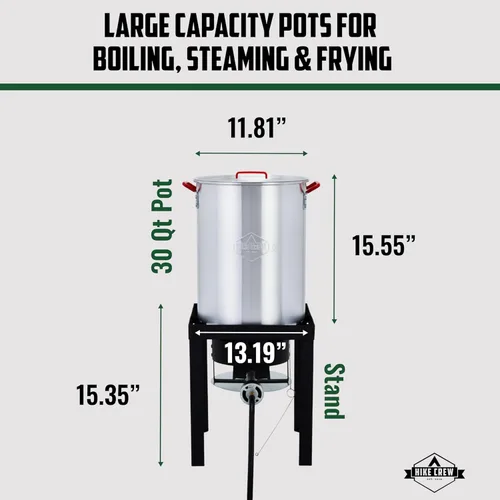 Vista 2 de Hike Crew Kit completo de freidora de pavo para exteriores, kit completo para cocinar al vapor, hervir y freír con olla de caldera de 30 cuartos