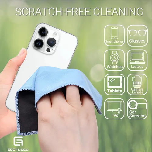 Vista 3 de Paños de limpieza de microfibra, paquete de 10, 6.6 x 6.2 pulgadas, paños de limpieza de doble cara, paño de microfibra y gamuza para teléfonos
