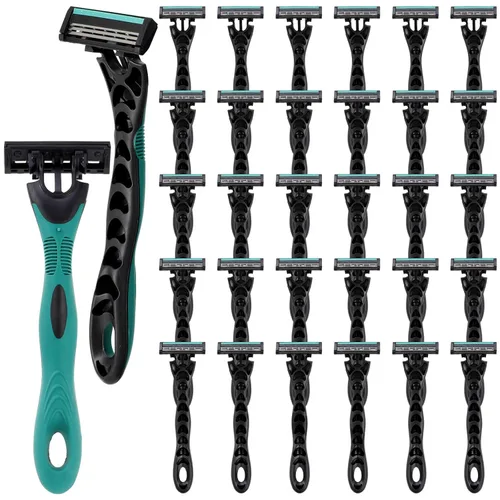 Vista 11 de 50 piezas de maquinillas de afeitar desechables para hombres a granel, 3 cuchillas para hombres para piel sensible, afeitado cómodo