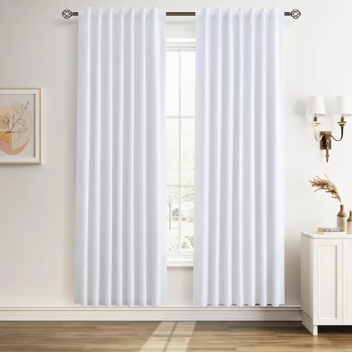 Vista 56 de Guken Cortinas opacas de lino, 2 paneles rústicos, elegantes, 100% opacas, con aislamiento térmico, banda de ganchos y trabilla trasera, 52 x 84