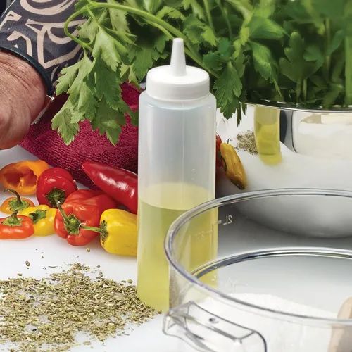 Vista 2 de Winco Botellas exprimibles de boca ancha, 16 onzas, transparentes, medianas, 6 piezas