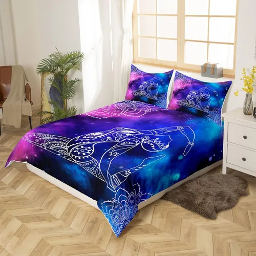 Vista 2 de Manfei Juego de funda de edredón de gimnasia para niños, tamaño matrimonial, funda de edredón bohemia con 2 fundas de almohada, juego de ropa