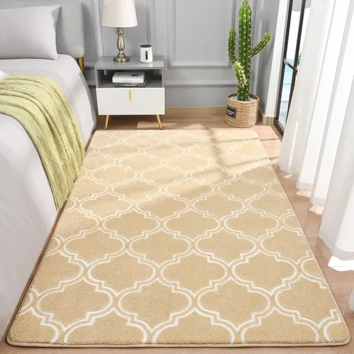 Vista 2 de Chicrug Shag - Alfombra geométrica moderna para sala de estar, 3 x 5 pies, alfombra grande de espuma viscoelástica para interiores, alfombra mullida