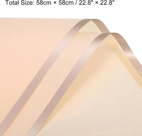 Vista 2 de MECCANIXITY 20 piezas de papel de regalo de flores con borde dorado, champán dorado, 22.8 x 22.8 pulgadas, impermeable, para suministros de ramo