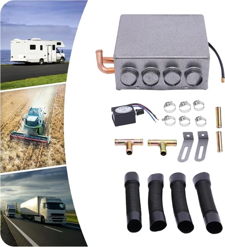 Vista 6 de Calentador universal de 12 V con 4 puertos para debajo del salpicadero, con interruptor de velocidad, gris, para automóvil, camión, barcos