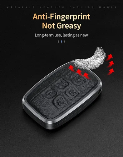 Vista 6 de SANRILY 1 funda para llave Range Rover de cuero de protección completa para Land Rover Discovery Sport LR4 Jaguar sin llave-negro, Negro