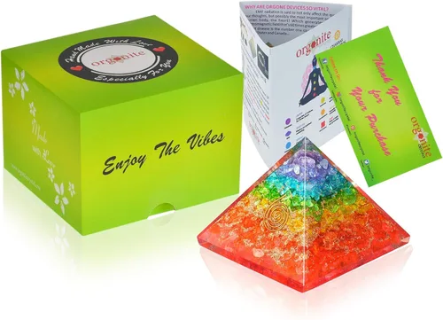 Vista 9 de Orgonite Crystal Pirámide de piedras preciosas de siete chakras hechas a mano - Pirámides de piedra curativa de chakras de orgón para meditación