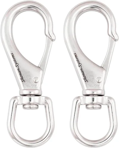 SHONAN - Ganchos giratorios grandes de acero inoxidable, paquete de 2 ganchos resistentes de 4.6 pulgadas, clips de resorte grandes para cuerdas de