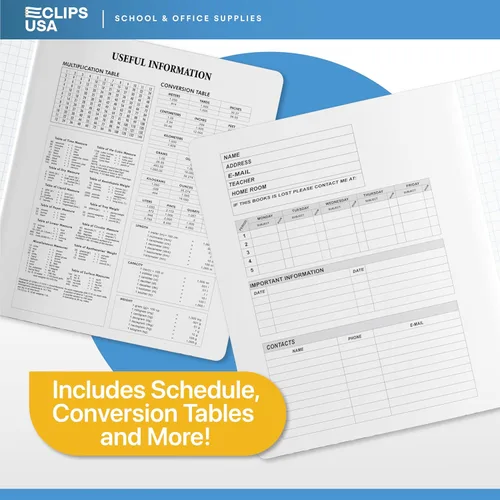 Vista 7 de Cuadernos de composición, cuádruple rayado, cuaderno de composición de papel cuadriculado, cuaderno de composición gráfica, 100 hojas, 9.75 pulgadas