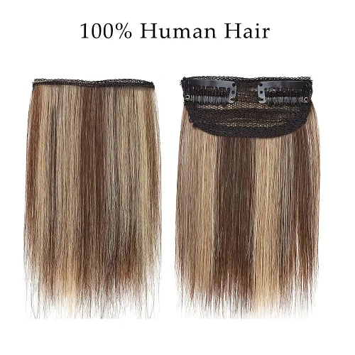 Vista 2 de Pieza de cabello humano Remy con clip, horquilla invisible para mujeres con cabello delgado, parche calvo de 6 pulgadas, cojín de cabello lacio real