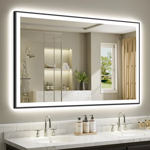 Vista 30 de Espejo de baño LED de 20 x 30 pulgadas con luces delanteras y retroiluminadas, espejo de tocador iluminado para pared de baño con 3