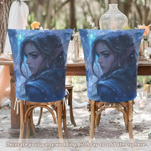 Vista 6 de Juego de 6 fundas decorativas para silla de hotel, diseño de anime, color azul, para sala de juegos, para sillas