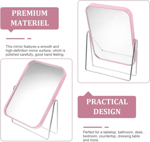 Vista 4 de Beaupretty Espejo cuadrado de escritorio, decoración de mesa, decoración de mesa, espejo en forma de corazón, espejo de mesa, espejo de maquillaje