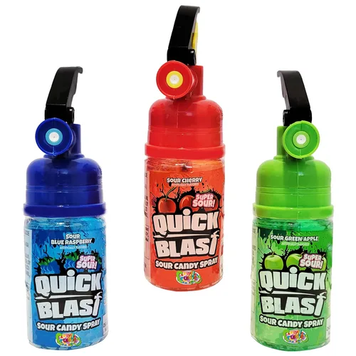 Vista 4 de The Dreidel Company El spray de caramelo viene en 3 sabores diferentes Cherry Splash Blue Raspberry Blast Sour Apple Blast, 2.01 onzas por botella