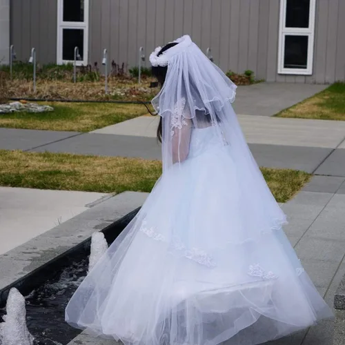 Vista 6 de Velo de niña de flores velo de niña blanco perla centro floral corona primera comunión velos para niña