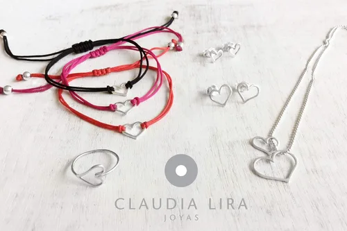 Vista 8 de Claudia Lira Joyas clásico azul para mujer pulsera de amistad pequeña hecha a mano de plata de ley abierta en forma de corazón cordón ajustable