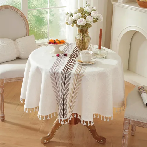 Vista 13 de Laolitou - Mantel para mesa de comedor, mantel rústico estilo de granja para cocina y mesa auxiliar, tela de lino de algodón, manteles rectangulares