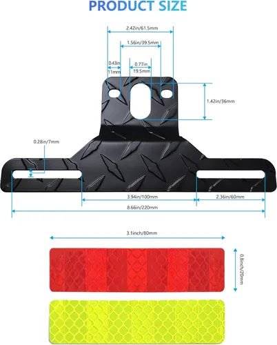Vista 2 de Soporte de placa de matrícula para remolque - Marco negro de aluminio para etiqueta de coche para camiones, barcos, RVs, placas universales con 10